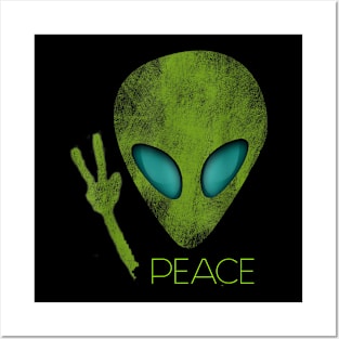 Alien Peace Cool Funny Cute UFO Lover Birthday Gift Posters and Art